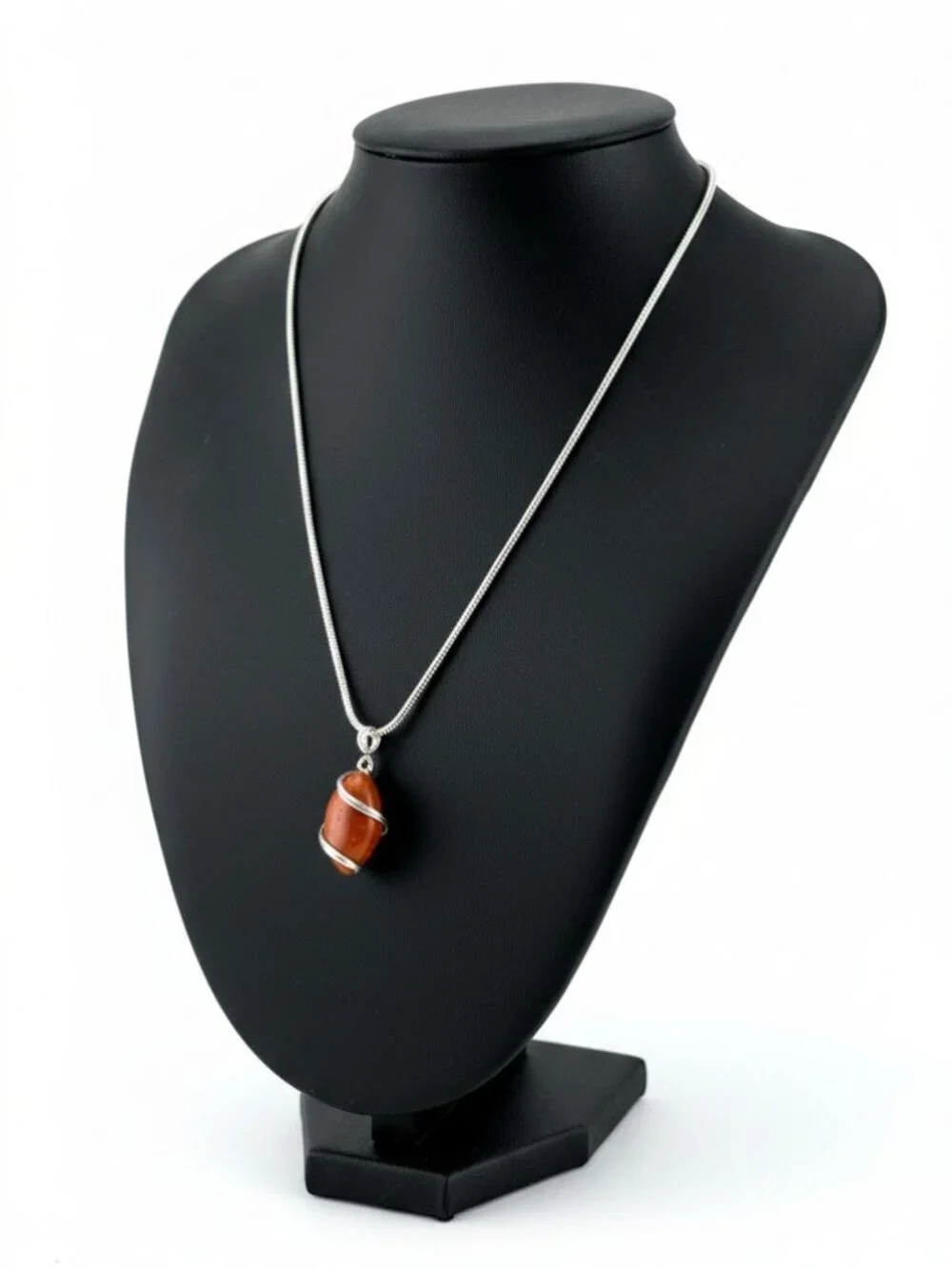 JTV Sandstone Pendant Necklace Sterling Silver Freeform CZ Heart Bail 18-20”